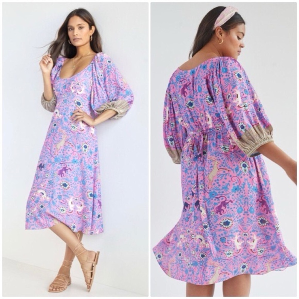 Anthropologie Tracy Reese Puff Sleve Midi Dress